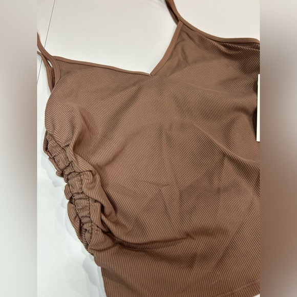 Vuori Women's XL Rib Ruched Tank Clove Brown NWT 4-Way Stretch Rib Knit - Picture 2 of 7